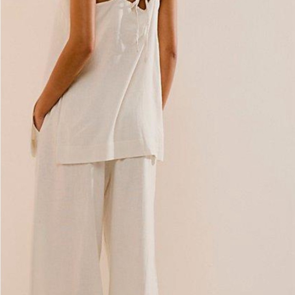 FREE PEOPLE Sightseer Linen Set CREAM